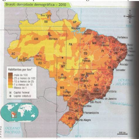 Mapa de densidade demográfica no Brasil 2010 Download Scientific