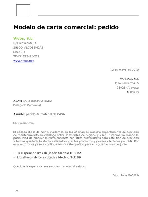 Modelo Carta Comercial Pdf