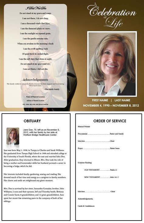 Funeral Obituary Template Mobile Discoveries