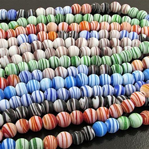 75mm Striped Matte Glass Beads 20 Etsy Lampwork Beads Beads