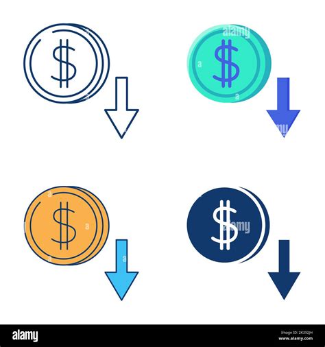 Icono De Reducción De Costes Establecido En Estilo Plano Y Lineal