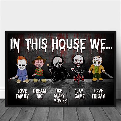 In This House We Horror Movie Wall Art Posters Halloween Etsy