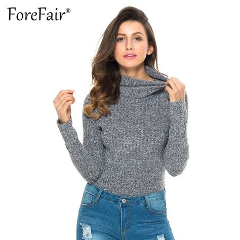 Forefair Sexy Solid Knitted Elastic Skinny Bodysuit Women 2018 Autumn