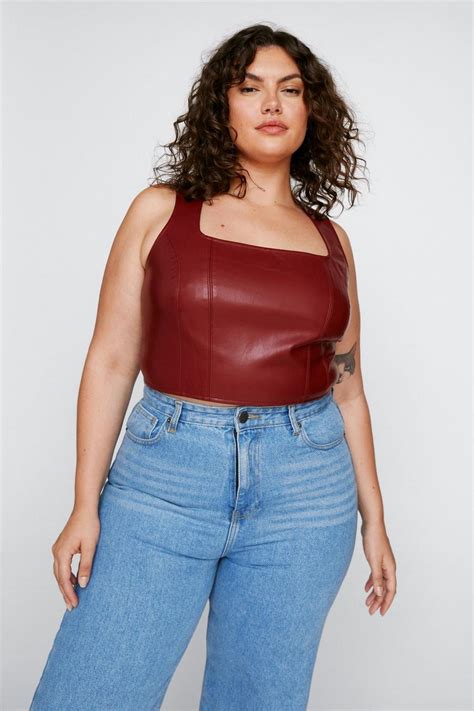 Women S Plus Size Faux Leather Corset Top Boohoo Uk