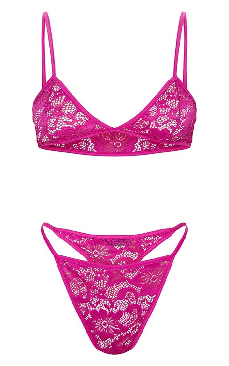 pink basic lace lingerie set lingerie prettylittlething ie