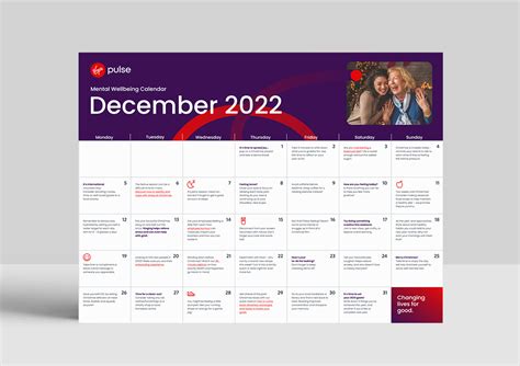 December 2022 Wellbeing Calendar Virgin Pulse