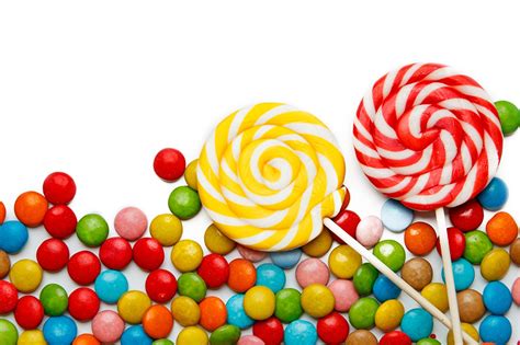 Pictures Dragee Candy Lollipop Food Closeup White Background