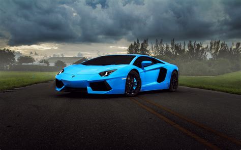 Free Download Lamborghini Aventador Supercar Blue Wallpaper Cars