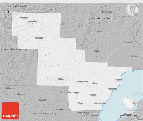 Gray 3d Map Of Oconto County