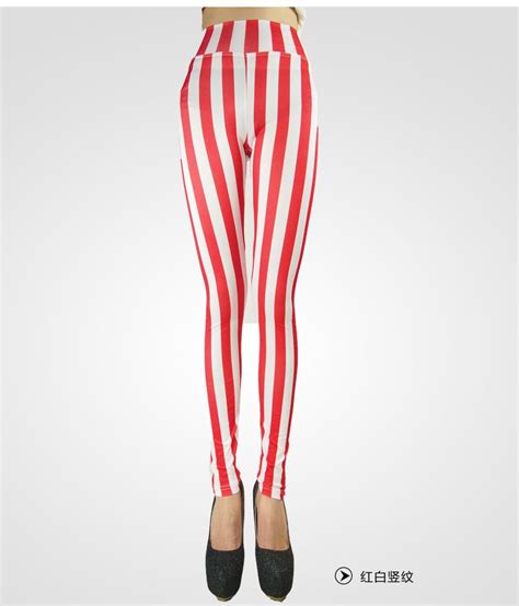 Red And White Vertical Stripes Srripe Mime Spandex Leggings Candy Cane