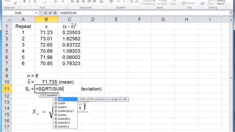 Sum all the values and divides the total by the count of numbers. Mean and standard deviation in Excel - YouTube