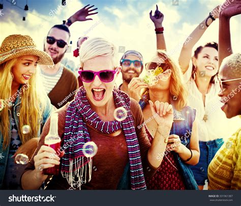 Teenagers Friends Beach Party Happiness Concept Stock Photo 331961387