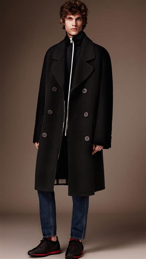 Lyst Burberry Double Breasted Wool Cashmere Overcoat In Black For Men