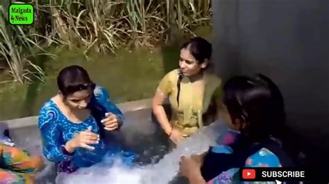 Pakistani Girls Enjoy In Water Desi Style In A Village Girl Sweeming