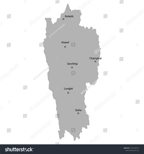 High Quality Map Mizoram State India Stock Vector Royalty Free