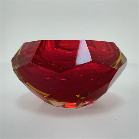 Italian Faceted Red Murano Glass Ashtray By Flavio Poli 1950s For Sale At Pamono