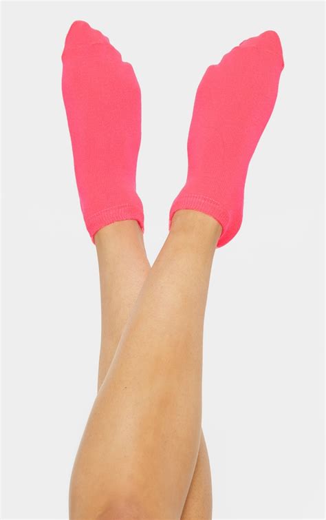 Neon Pink Ankle Socks Accessories Prettylittlething