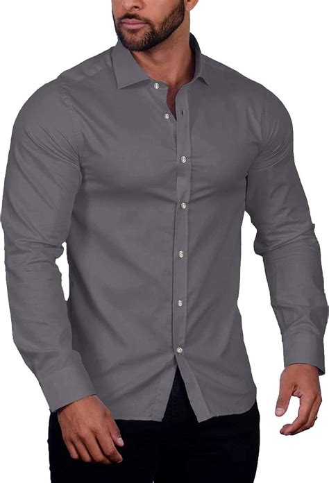 COOFANDY Mens Muscle Fit Dress Shirts Wrinkle Free Long Sleeve Casual