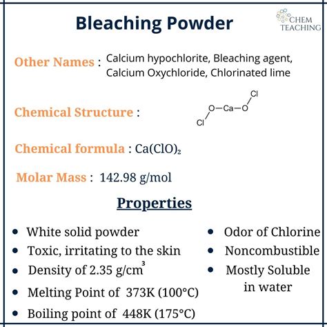 Bleaching Powder Bleaching Powder Chemical Structure Molar Mass