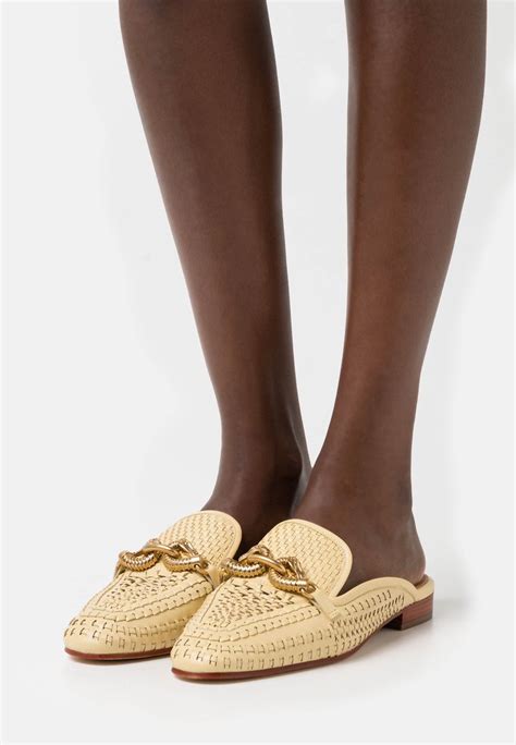 Tory Burch Jessa Woven Backless Loafer Mules Sweet Cornbrown