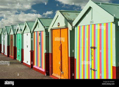 Multi Coloured Beach Huts On Brighton Seafront England Stock Photo Alamy