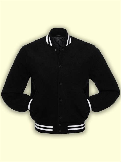 Black Fleece Varsity Jacket Men Jacket Mauvetree Fleece Varsity