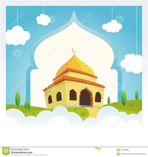 Embed this art into your website: Cartoon Mosque On The Sky And Cloud Stock Vector - Illustration of clean, arab: 115459369