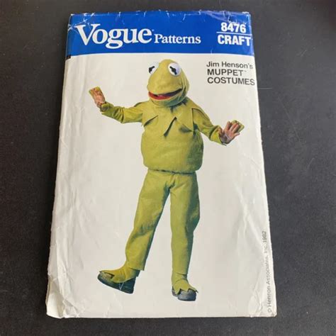 Vogue 8476 Kermit The Frog Jim Hensons Muppet Costume Pattern 2 12 Uc