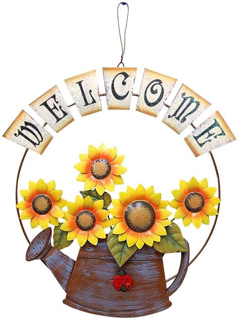 Metal Sunflower Welcome Sign Yk Decor