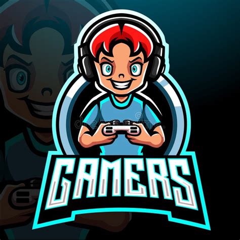 Gamer Kid Esport Logo Mascot Design Stock Vector Illustration Of
