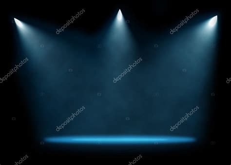 Three Spotlights Illuminating Empty Stage Background Stock Photo By