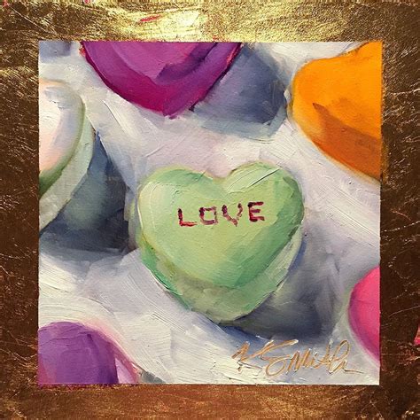 Will You Be Mine Original Candy Heart Valentine Oil Painting By