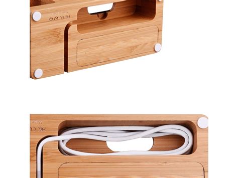Bamboo Wood Usb Charging Stand Phone Stand With 3 Usb Port Charging