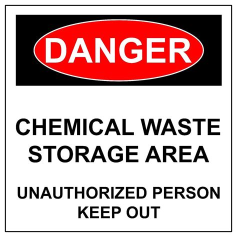 Danger Chemical Waste Storage Area Sign Aluminum Metal Safety Warning