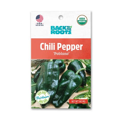 Back To The Roots Organic Poblano Chili Pepper Seeds 1 Seed Packet