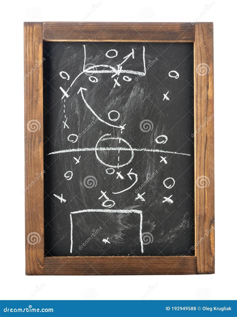 Football Soccer Tactics On Chalkboard Isolated On White Stock Photo