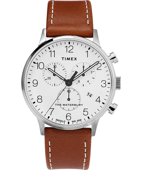 Waterbury Classic Chronograph With Timex Pay 40mm Leather Strap Watch