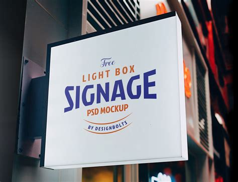 Free Light Box Signage Board Mockup Psd Designbolts