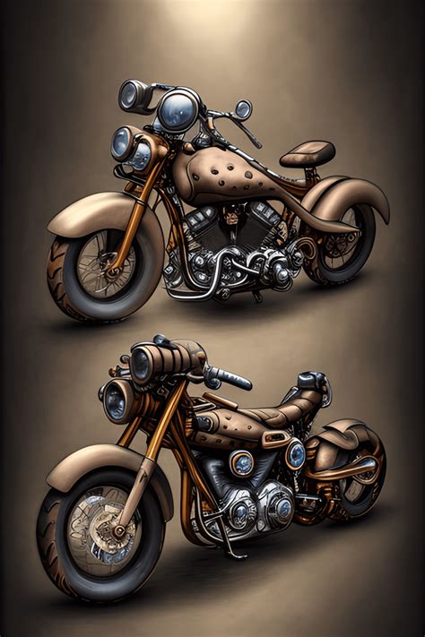 Steampunk Harley Motorcycle Graphic · Creative Fabrica
