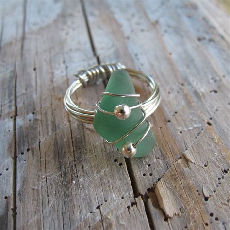 Wired Seaglass Ring Spoon Rings Sea Glass Jewelry Jewellery Making