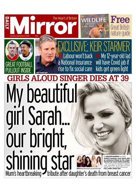 Daily Mirror Front Page 6th Of September 2021 Tomorrow S Papers Today