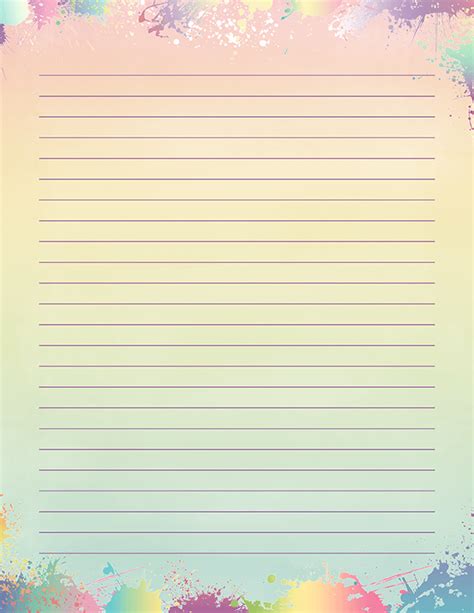 Free Printable Pastel Paint Splatter Stationery In  And