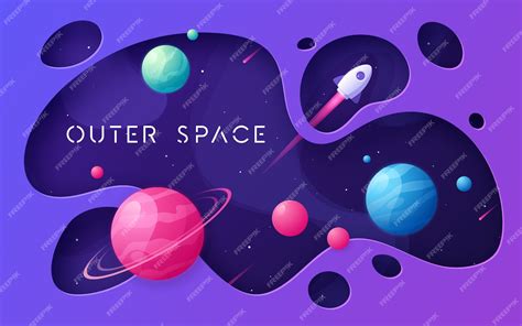 Premium Vector Colorful Cartoon Outer Space Background