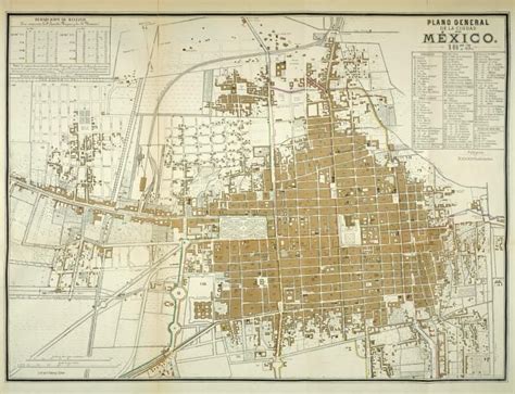 Plano General De La Ciudad De México 1875 Ciudad De México Mexico