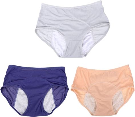 kesyoo 3pcs women menstrual briefs nylon high waist breathable leakproof period panties for