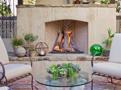 Traditional Outdoor Stone Fireplace With Sitting Area Hgtv