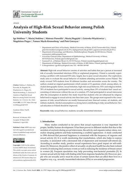 Pdf Analysis Of High Risk Sexual Behavior Among Polish University