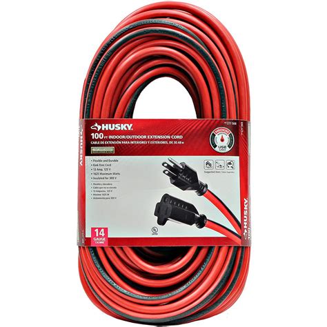 Husky 100 Ft 143 Indooroutdoor Extension Cord Red And Black 647