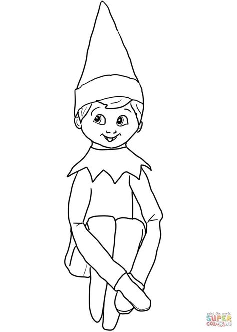 Christmas Elf On Shelf Coloring Page From Elf On The Shelf Category