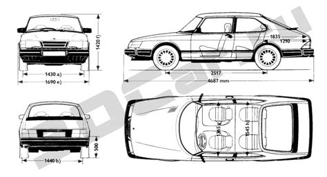 Чертеж Saab 900 3d модели автомобилей галерея форум